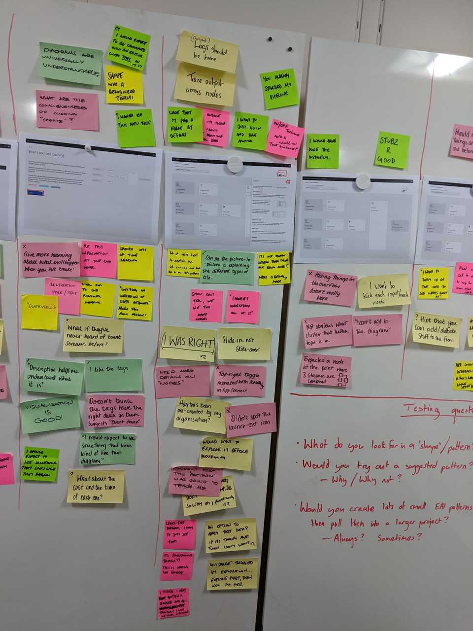 We collected colour-coded feedback for each screen of our prototype